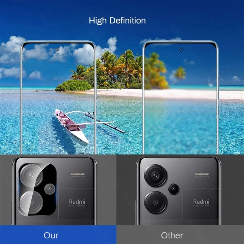 Étui Redmy Note13 Pro Plus, Protecteur d'objectif d'appareil photo incurvé 3D, Couvercle en verre du Guatemala, Xiaomi Redmi Note 13 Pro + Not13Pro + 5G, 1-3 pièces