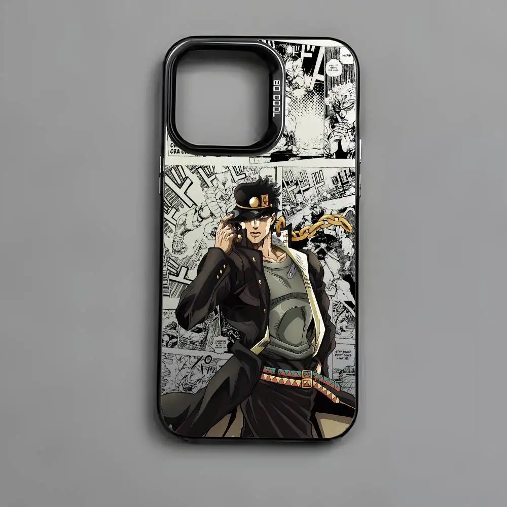 JoJo's Bizarre Adventure Inspired Multicolor Matte Laser Phone Case with Metallic Aurora Finish