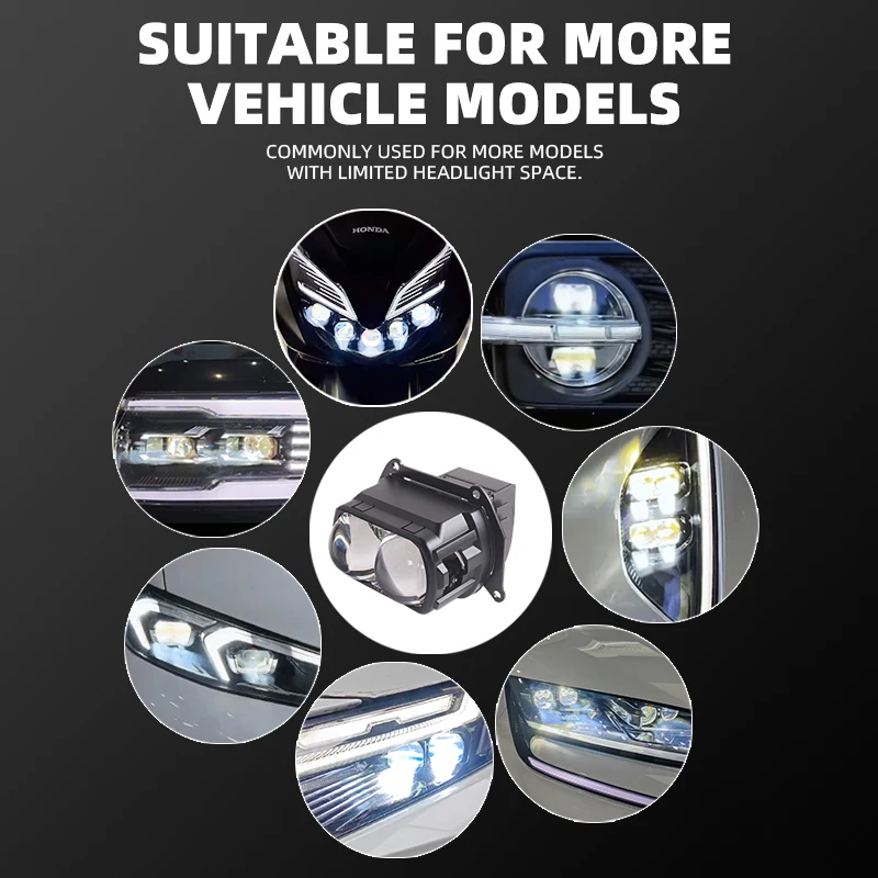 SANVI 136W B2 Bi LED 사각 프로젝터 렌즈 14개 칩 4개 반사판 매트릭스 헤드라이트 VW 6000K LED 라이트 자동차 부품