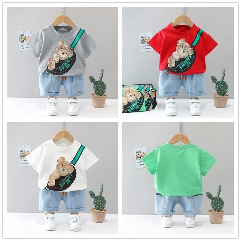 Children Clothes Fashion Summer Baby Girls Clothing Boys Sports T-Shirt Shorts 2Pcs/Sets Toddler Cotton Costume Kids Tracksuits