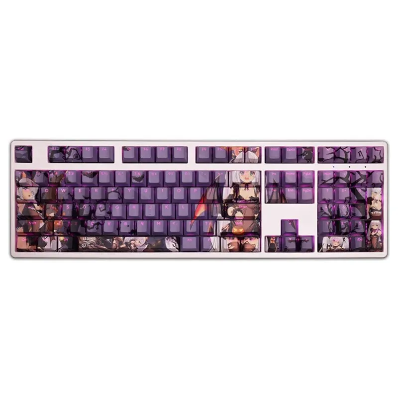 Teclado Retroiluminado Azur Lane Hms Janus Pbt Anime Gaming Key Caps para Ansi 61 87 104 108 Chaves Set