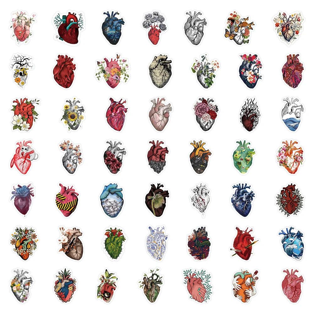 10/30/50pcs Organ Cartoon Heart Graffiti Stickers Decals Toys Waterproof DIY Laptop Skateboard Cars Vinyl Cool Sticker cartoon stickers graffiti stickers