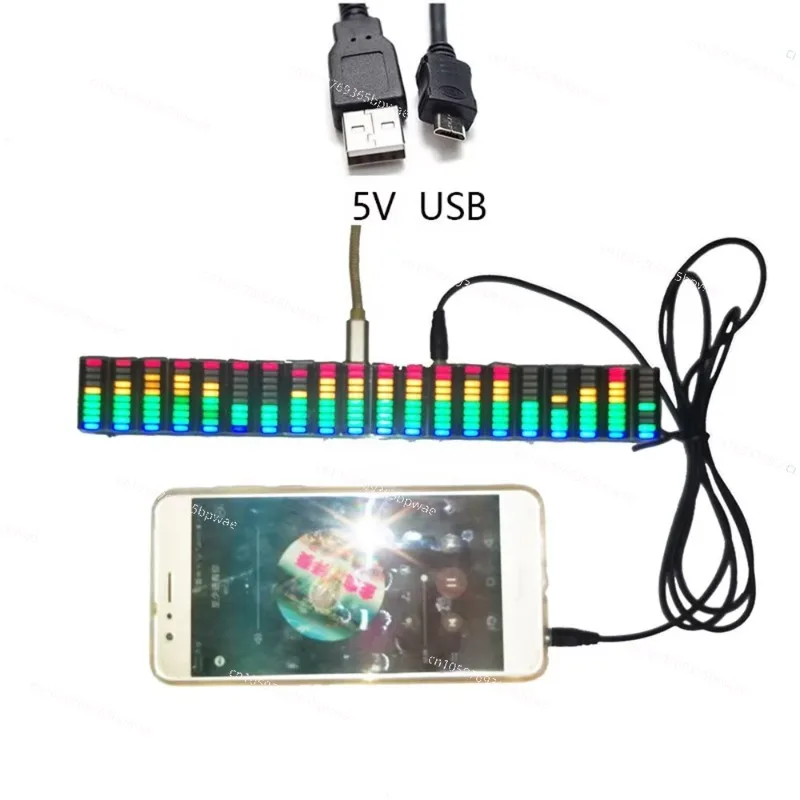 USB 5-12v 20단계 10색 LED 오디오 스펙트럼 음악 레벨 표시기 파워 앰프용 USB 스펙트럼 스크린