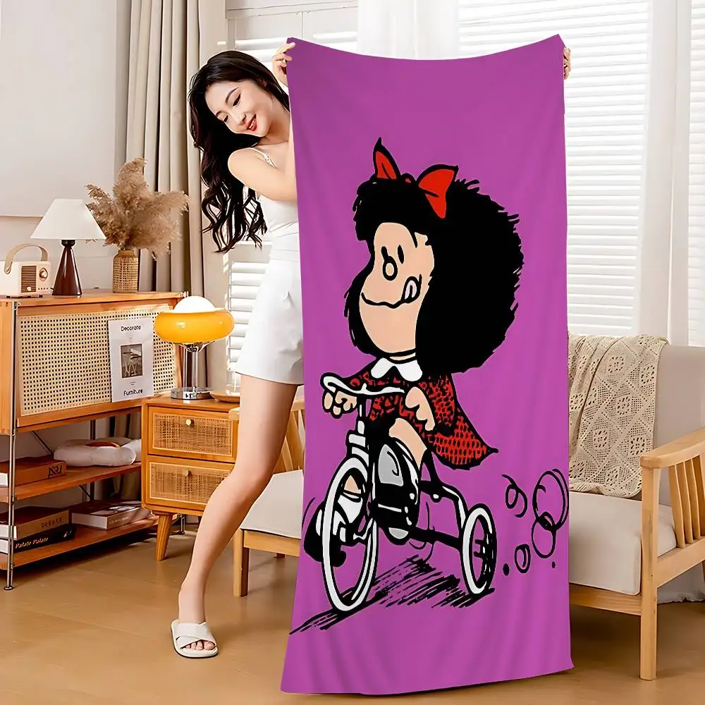 Cartoon Mafalda Microfiber Printed Beach Towel Mountain Climbing Yoga Beach Swimming Running Absorbent Soft Towel