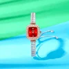 Luxury Fashion Color Square Zircon Exquisite Chain Bracelet Watch Women's Free Adjustment Pulling Quartz Watches Reloj Mujer 3