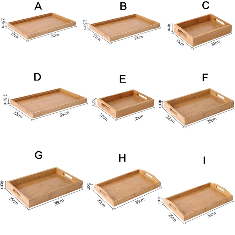 Bamboo Wooden Rectangular Tea Tray Solid Wood Tray Tea Cup Trays Stand Tray Wooden Hotel Dinner Plate Storage Tray Tableware Set
