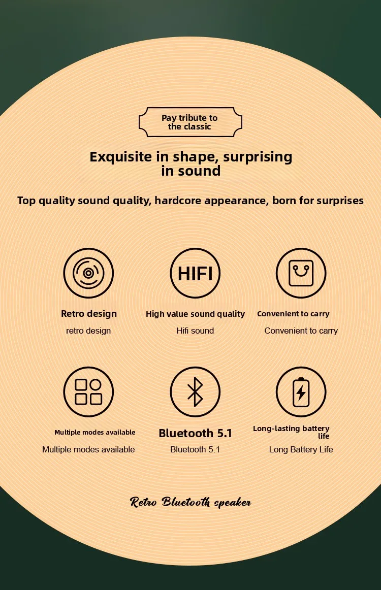 New Retro Bluetooth Speaker For Outdoor Home High Quality Wireless Speakers Creative Product.Aux TF U Disk Portable_voghion.com