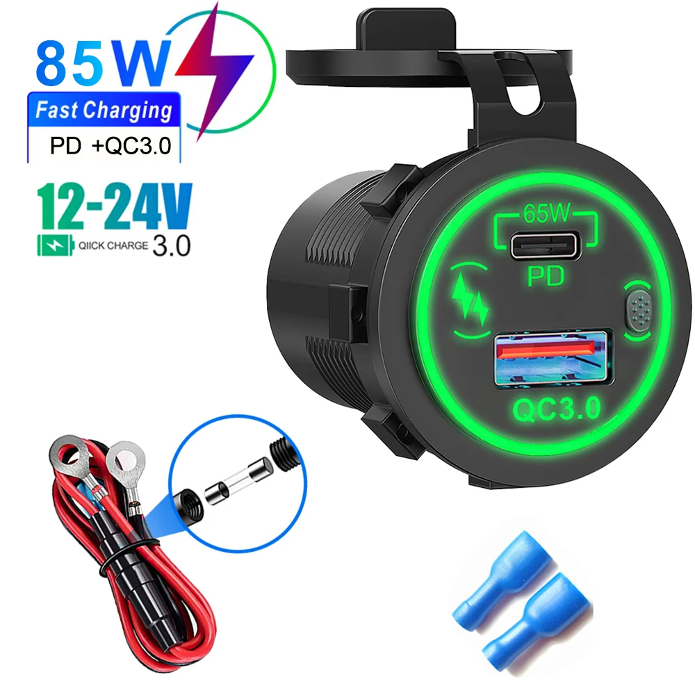 High-Power Waterproof USB Charger Socket with PD Type C & QC3.0 Ports