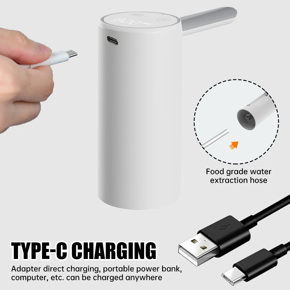 Electric Water Gallon Bottle Pump Automatic Water Dispenser Pump USB Rechargeable Foldable Desktop Bottle