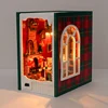 NEW DIY Christmas Diary Book Nook Wooden Miniature Model Kit Handmade Casa Bookend With Light Bookshelf Home Decor Friends Gifts 5