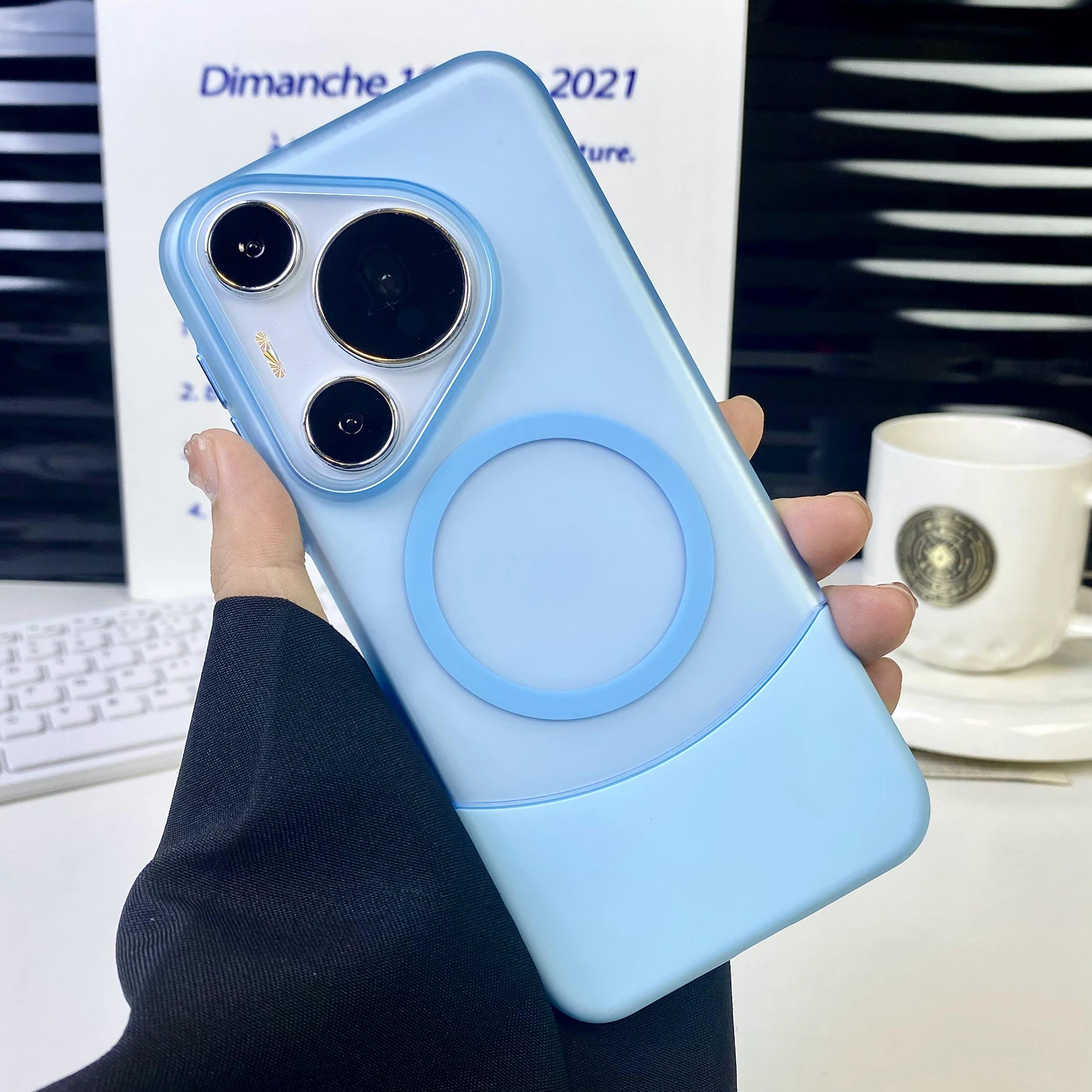 Luxury Matte Magnetic Phone Case with Wireless Charging and Shockproof Back Cover