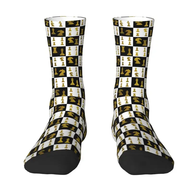 

Cute Chessboard And Gold Chess Pieces Pattern Socks Men Women Warm 3D Printed Chessboard Sports Football Socks