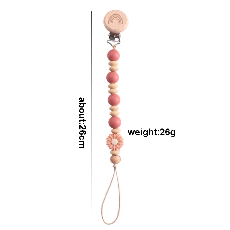 Daisy Flower Baby Pacifier Clips Babies Soothing Beech Silicone Anti Drop Pacifier Chain