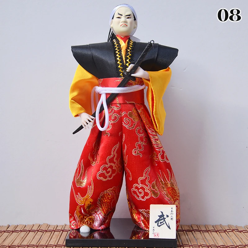 Japanese Samurai and Ninja Figurine Collection with Traditional Kimono Decor