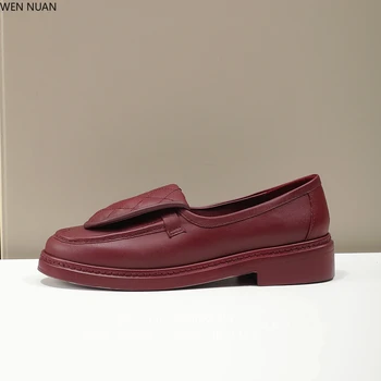 2026new Genuine Leather Women Loafers Casual Spring Autumn Sheepskin Shoes Turned Up Edges Casual shoes for dresses single shoes 1