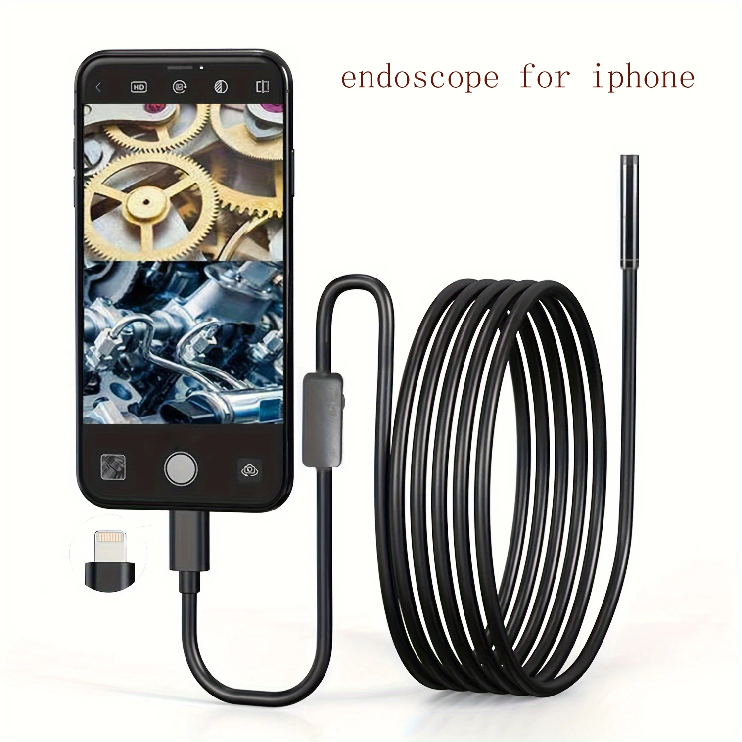 

HD 2MP Endoscope Camera for iPhone with Led Lighting 1m 2m 5m Cable IP67 8mm Lens Mini Camera for IOS Devices