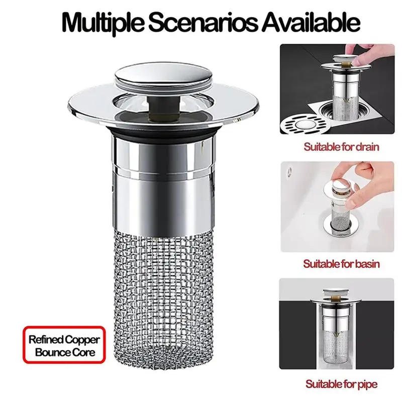 Sink Drains Filter Bathroom Pop-Up Sink Filter Plug Stopper Wash Basin Hair Catcher Strainer Stopper Kitchen Accessories