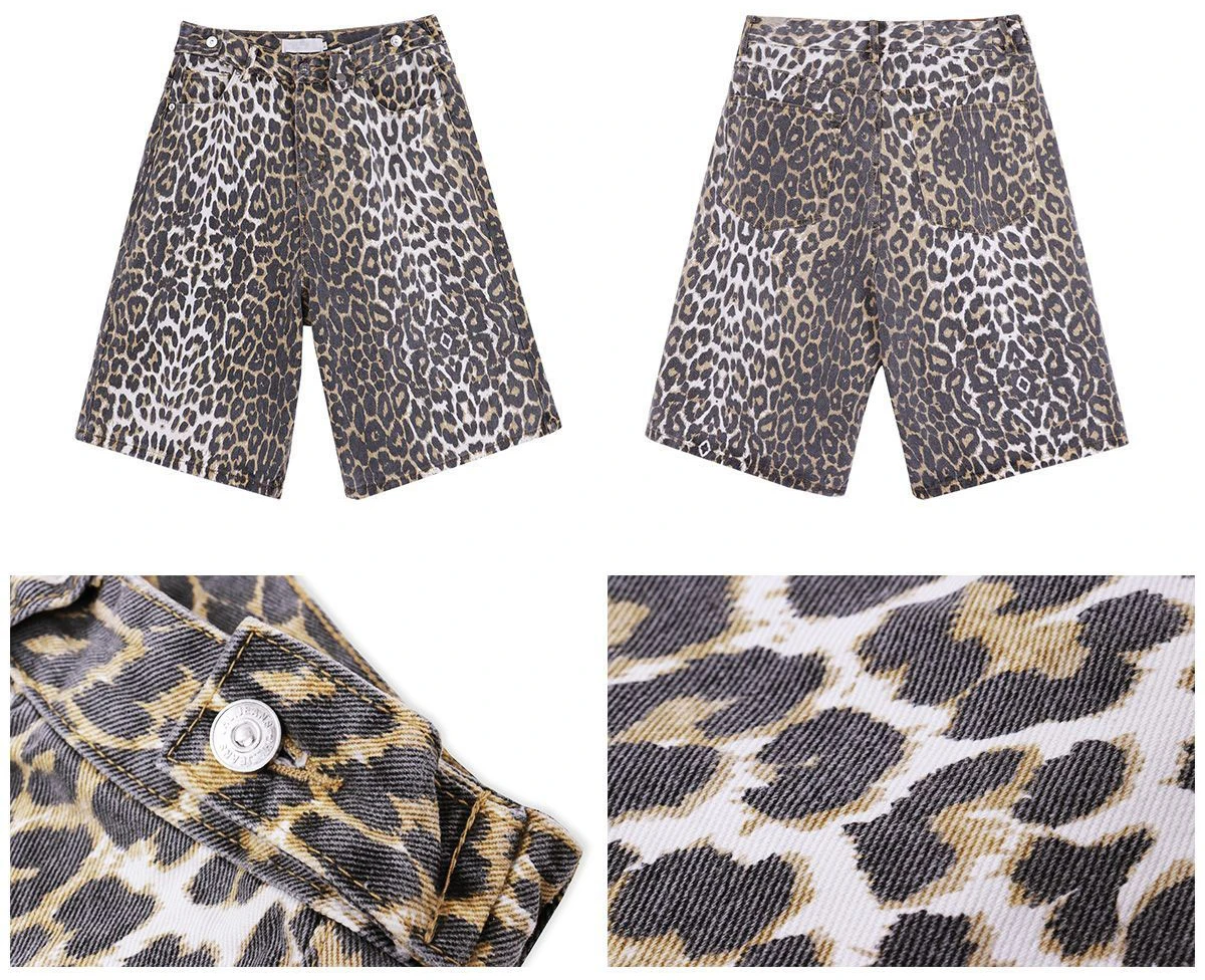 パンツ Y2K - Leopard print wide shorts - grunge Leopard Print Jeans Y2k Jeans Leopard Jeans Grunge Womens