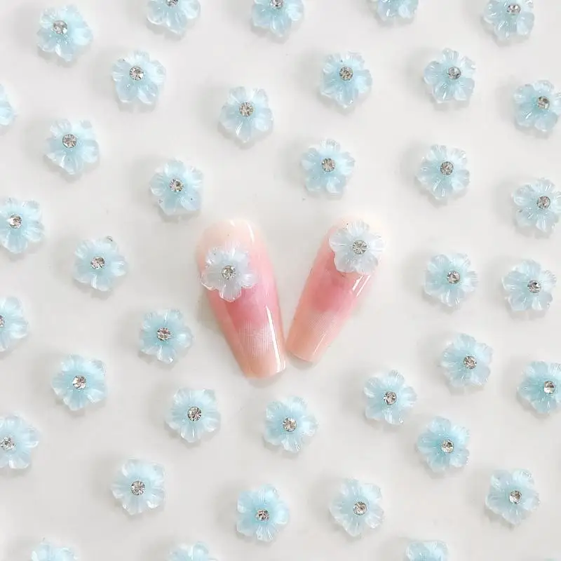 마카롱 컬러 꽃잎 꽃 네일 아트 장식, 미니 라인스톤 상감 오로라 시리즈 송진 네일 참, DIY 네일, 20 개