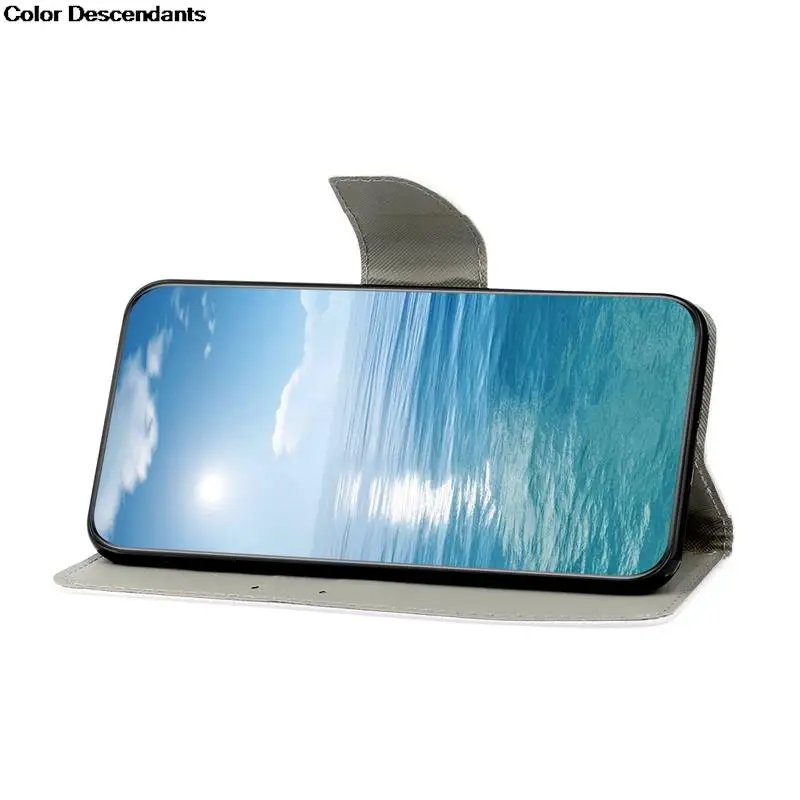 Luxurious Leather Elephant Flip Wallet Phone Case - Painted Design with Stand Function
