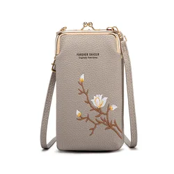 Elegant Flower Pattern PU Leather Crossbody Bag - Stylish Small Purse (GRAY)