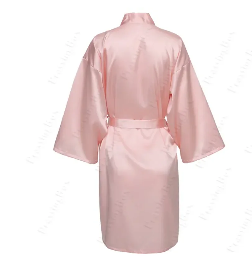 Solid Satin Night Robe Elegant Half Sleeve V Neck House Robe With Belt Women's Sleepwear women sleepwear sleepwear pajamas