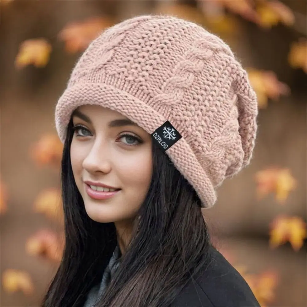 Fashion Comfy Stretch Women Knitted Hats Coldproof Ear Protection Knit Slouchy Beanie Windproof Warm Cap Outdoor