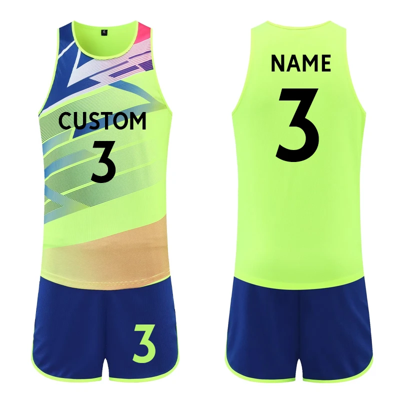 Men's Vest + Shorts Set Summer Breathable Casual T shirt Marathon Running 2pcs Men Women Quick-Dry Track Field Training Clothes