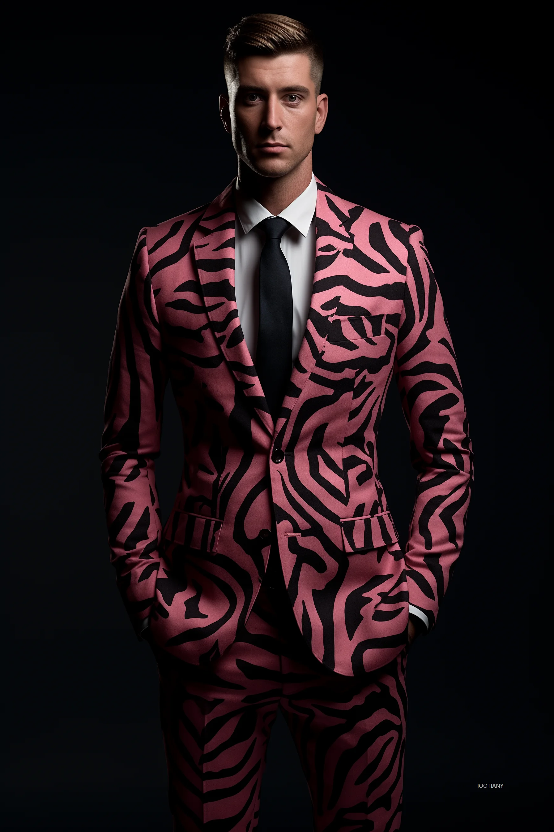Fashion American Slim Men's Suit Men's Leopard Print Suit Casual Party Crocodile Jacket Coat Bar Wedding Performance Set