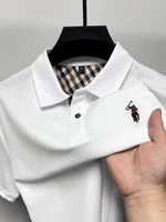 Marque de luxe broderie manches courtes polo shirt hommes Summer Golf tops haut de gamme soie coton respirant mode affaires Casual Paul t - shirt 2