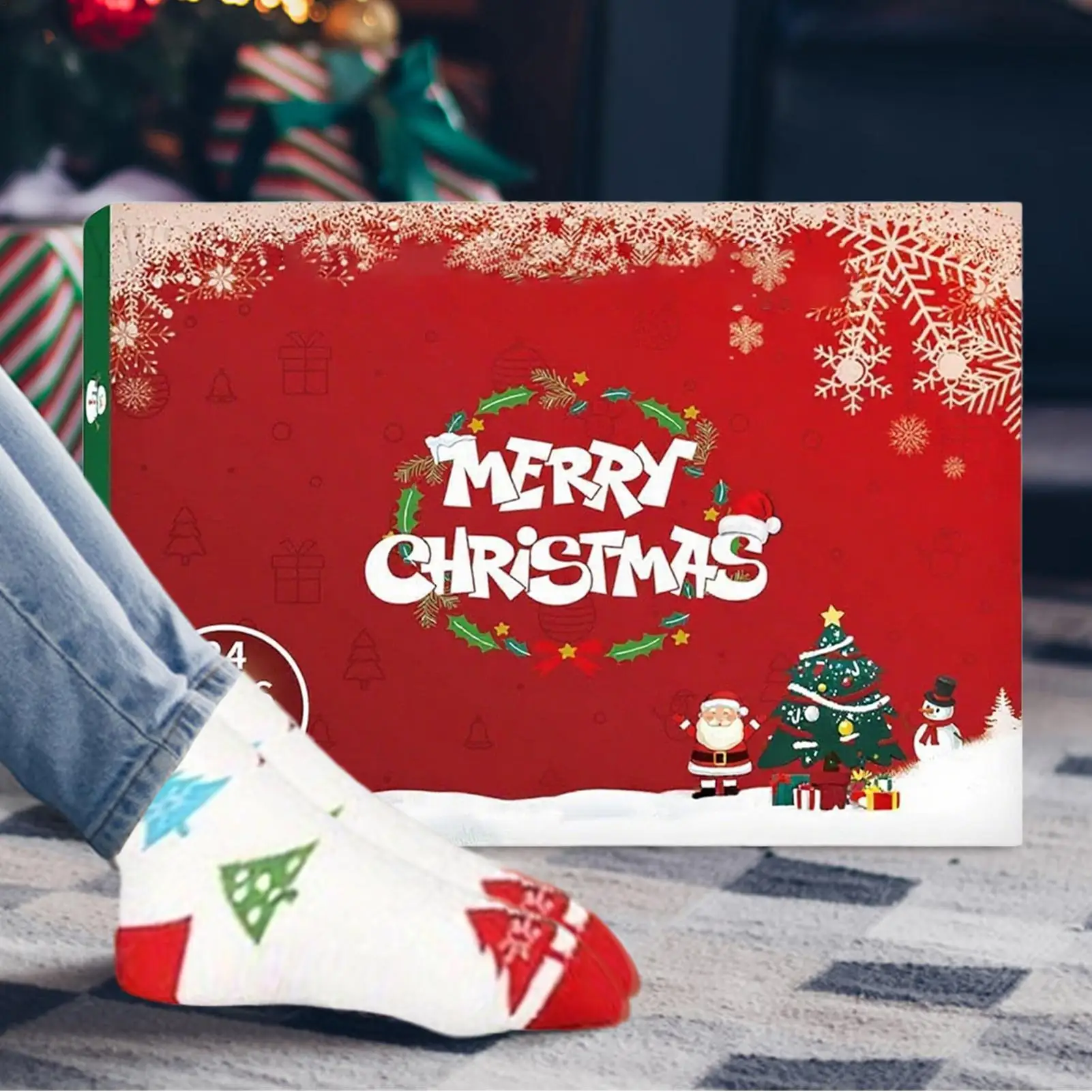 Socks Advent Calendar for Adults Men Women, 12 Pair of Christmas Crew Socks Funny Sock Countdown to 2025 Christmas, 24 Days