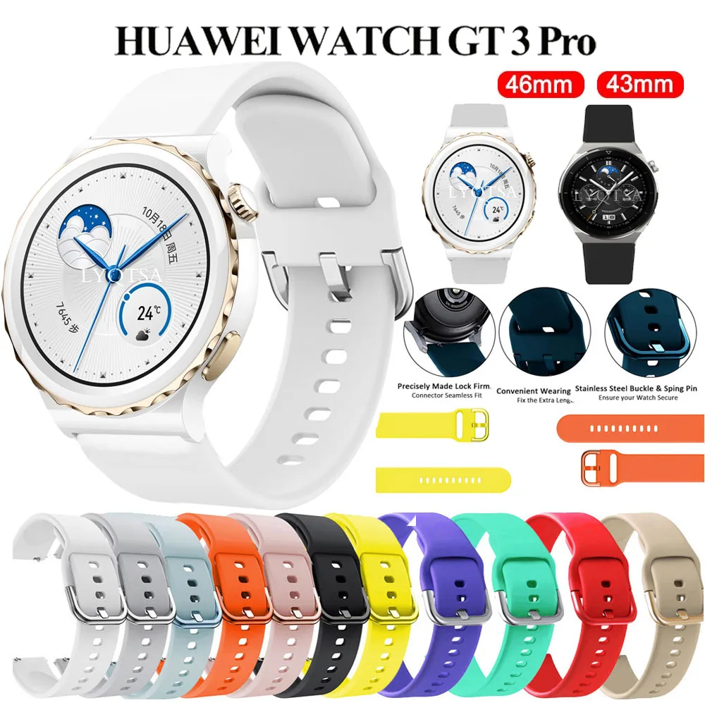 

Ремешок силиконовый для смарт-часов Huawei Watch GT 3 GT3 SE/GT 3 Pro, браслет для часов GT3 GT2 Pro 42 46 мм, 20 мм/22 мм