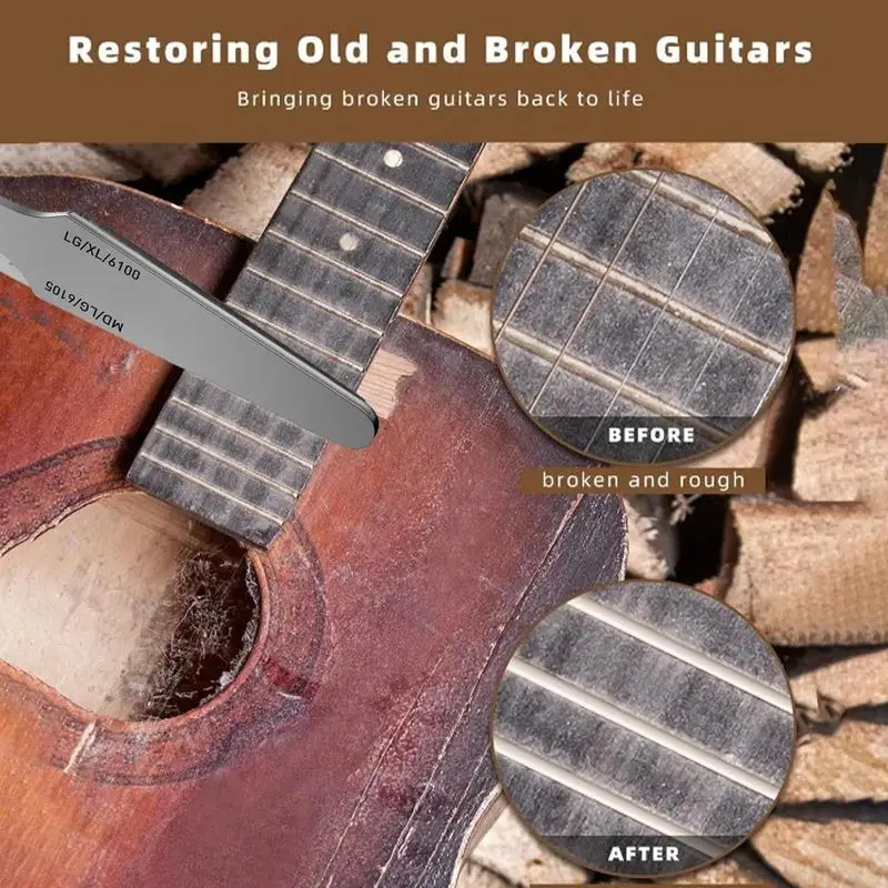 Guitar Fret Crowning File Fret File Fret Dressing File Double-Sided Steel File Fret Leveling Tool Guitar Fret Tools For LG/MD/XL