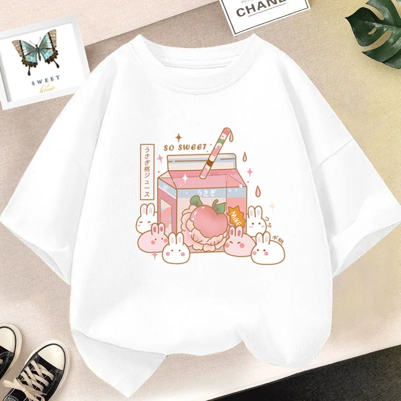 T-Shirt Donna Harajuku Style - Cartoon Kawaii - Morbida E Oversize - Bianca, Taglia S