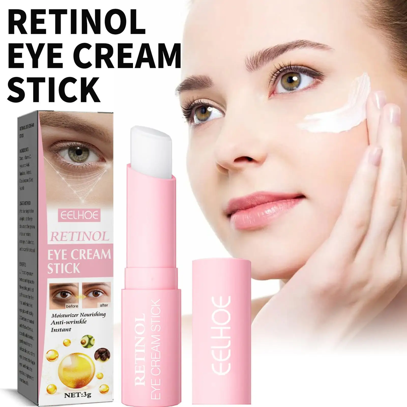 Retinol Eye Cream For Face Lifting Moisturizing Balm Stick Anti-Wrinkle Anti-Puffiness Remove Dark Circles Eye Bags Care omy lady 2pcs eye cream instant remove eyebags firming eye anti puffiness dark circles anti wrinkle anti age eye care