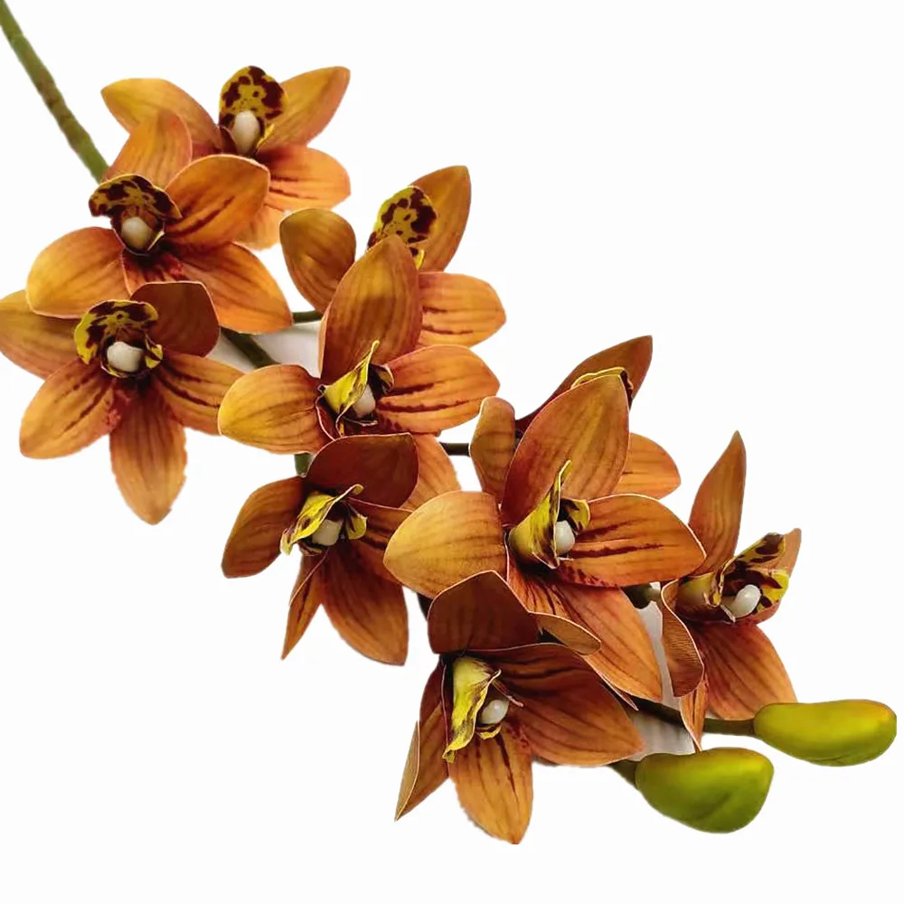 Artificial Red Phalaenopsis Orchid with Real Touch Cymbidium Tiger Accent