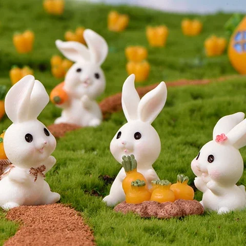

Adorable Bunny Mini Easter Resin Craft Miniature Rabbit Garden Ornament Dollhouse Miniature Home Office Desktop Decor