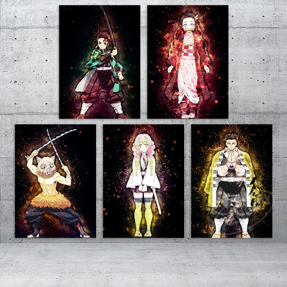 

Demon Slayer Modular Anime Pictures Home Decoration Kamado Nezuko Wall Art Tomioka Giyuu Canvas Prints Painting Bedroom Posters