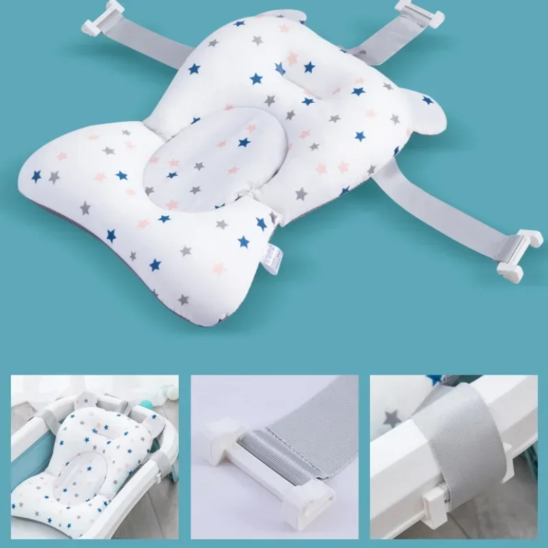 Baby Bath Seat Security Bathtub Chair Support Mat Mesh Washable Breathable Soft Comfort Toddler Cushion Pad Straps Star baby bath support pad baby bath seat baby bath tool