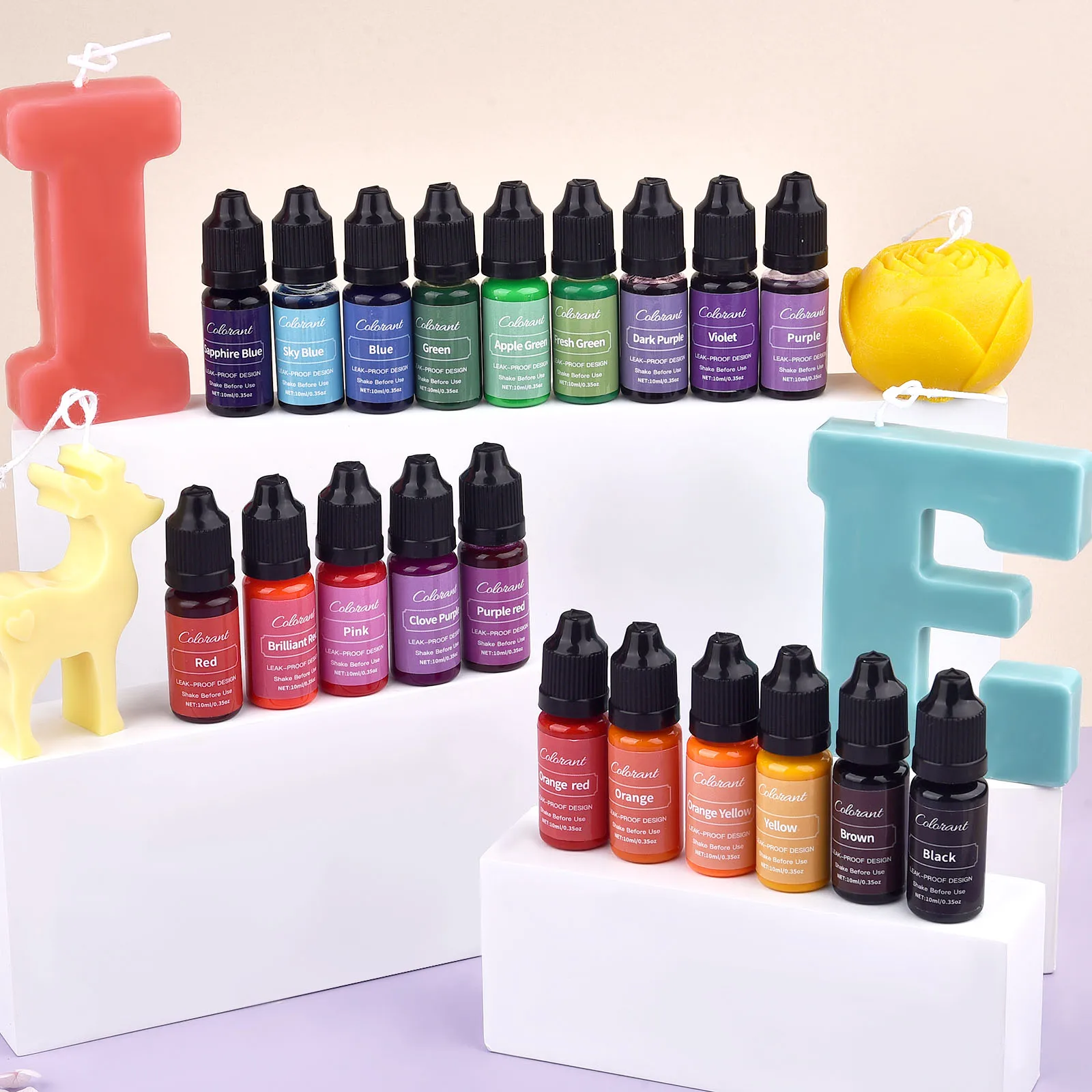 10ml 20 Colors Candle Dyes Dyeing Pigment Liquid Color Essence for DIY Wax Candle Mold Soap Coloring Handmade Crafts Resin