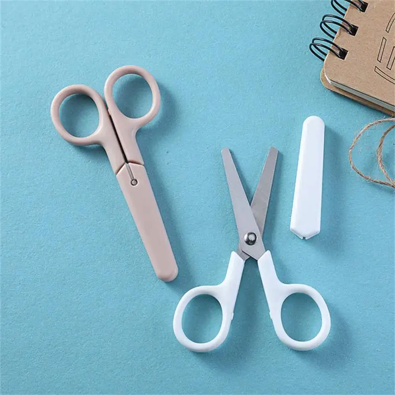 Simplicity Scissors Mini Creative Korean White Solid Color Stainless Steel Stationery Scissors Small Lovely Student
