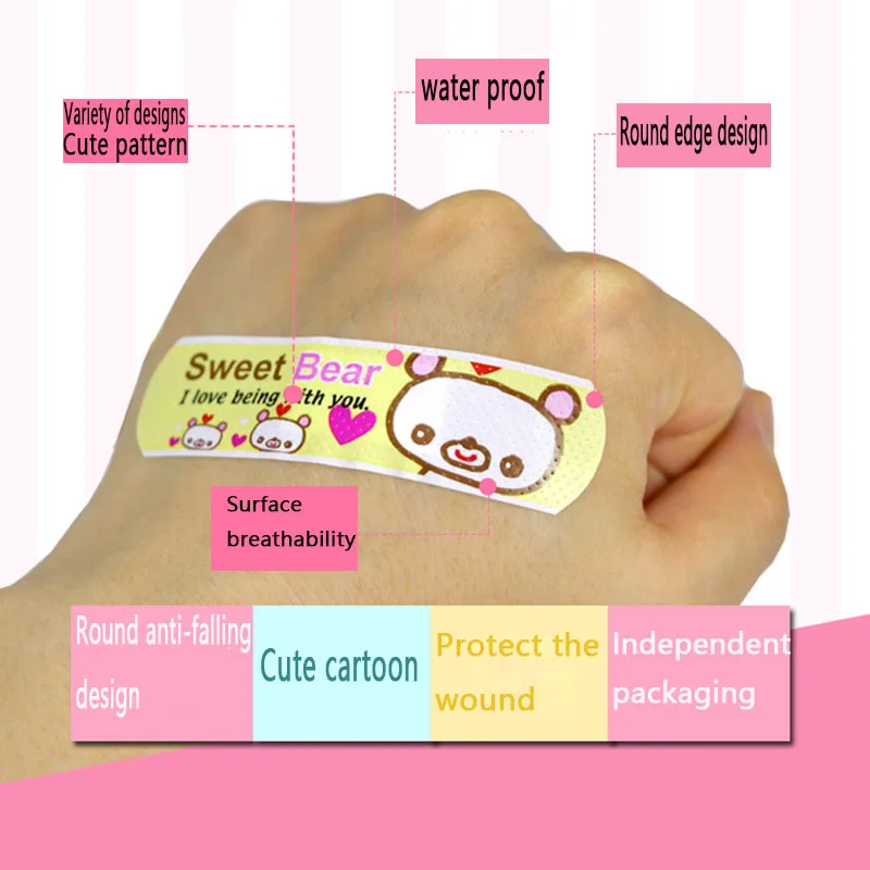 Wound Plaster Patches 120Pcs/lot Cartoon Animal Pattern Children's Catch Hemostatic Patch First-Aid Children Strip Emergency Kit