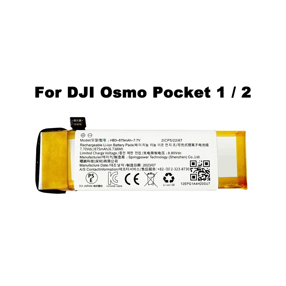 Replacement Battery 7.7V 875MAH For DJI Osmo Pocket 1 Pocket II 2 3 2ICP5/22/67 BHX212-1300-7.7 Camera Accessories action camera battery,rechargeable battery,camera battery