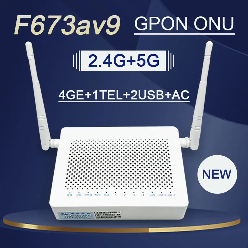 

F673av9a GPON ONU 5G 4GE+2usb Dual Band 5G WIFI Router ONT GPON OLT F673av9 FTTH Used Fiber Modem Without Power Free Shipping