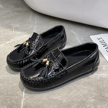 

High Quality Children Performance Shoe Pu Outdoor Boys and Girls Peas Shoes Soft Sole Slip-on Fashion with Fringed Leather Shoes