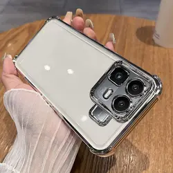 Deluxe Transparent Soft Silicone Phone Cover with 360° Rotating Stand and Shockproof Bumper for Realme GT neo8 (Silver)