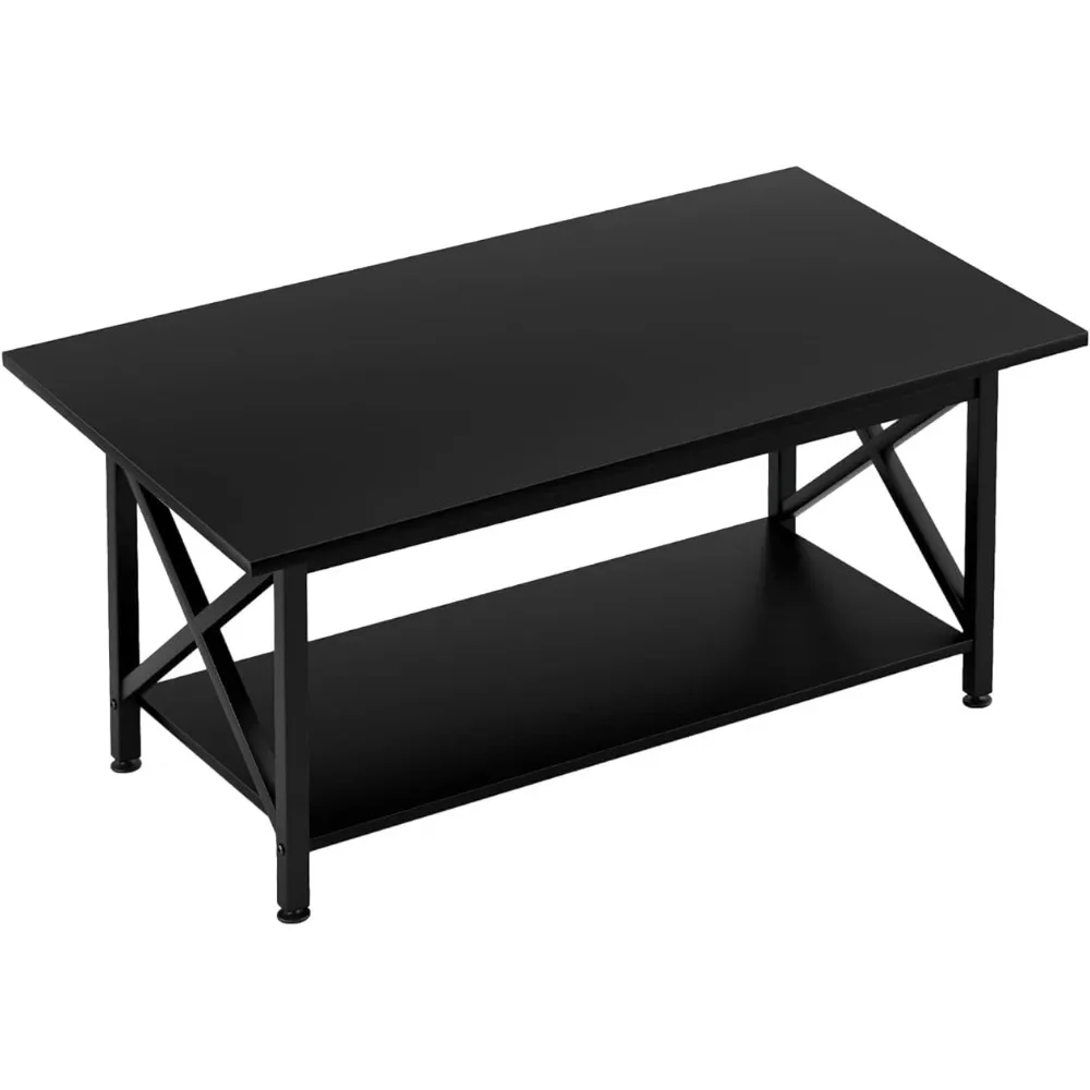 

Coffee Table Large 43.3 X 23.6 Inch With Storage Shelf for Living Room End Tables Easy Assembly Black Freight Free Mesa Lateral