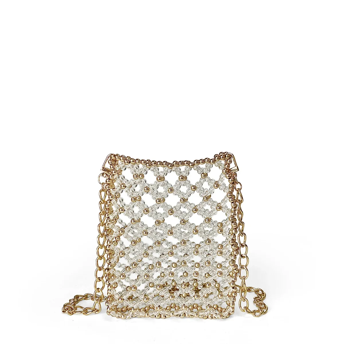 NEW Women Handmade Bead Bag Hand-Woven Handbags Unique Designer Shoulder Ladies Party Bag Phone Purses and Handbags