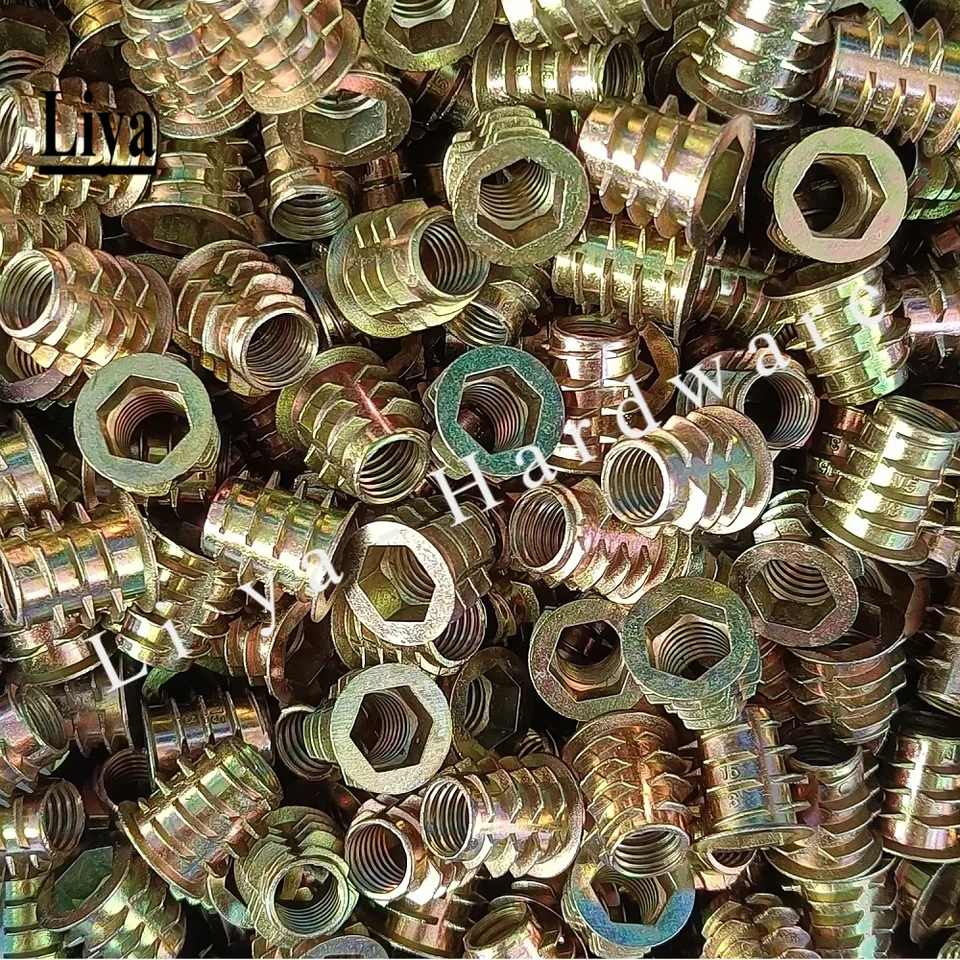 Inserts filetés en alliage de zinc, insert en bois, tête d'entraînement  hexagonale à bride, meubles, kg, M5, M6, M8, M10, 10 pièces, 20 pièces, 30  pièces, 50 pièces