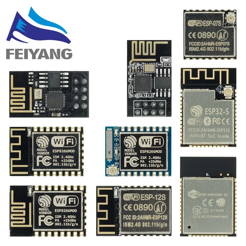 SAMIROB ESP8266 ESP-01 ESP-01S ESP-07 ESP-07S ESP-12 ESP-12E ESP-12F ESP-32S serielles WIFI-Funkmodul, drahtloser Transceiver – Detail 3